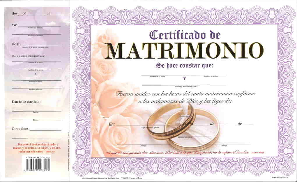 certificado de matrimonio