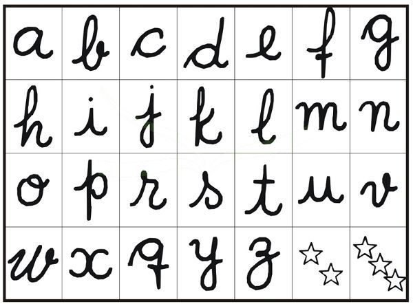 abecedario en cursiva